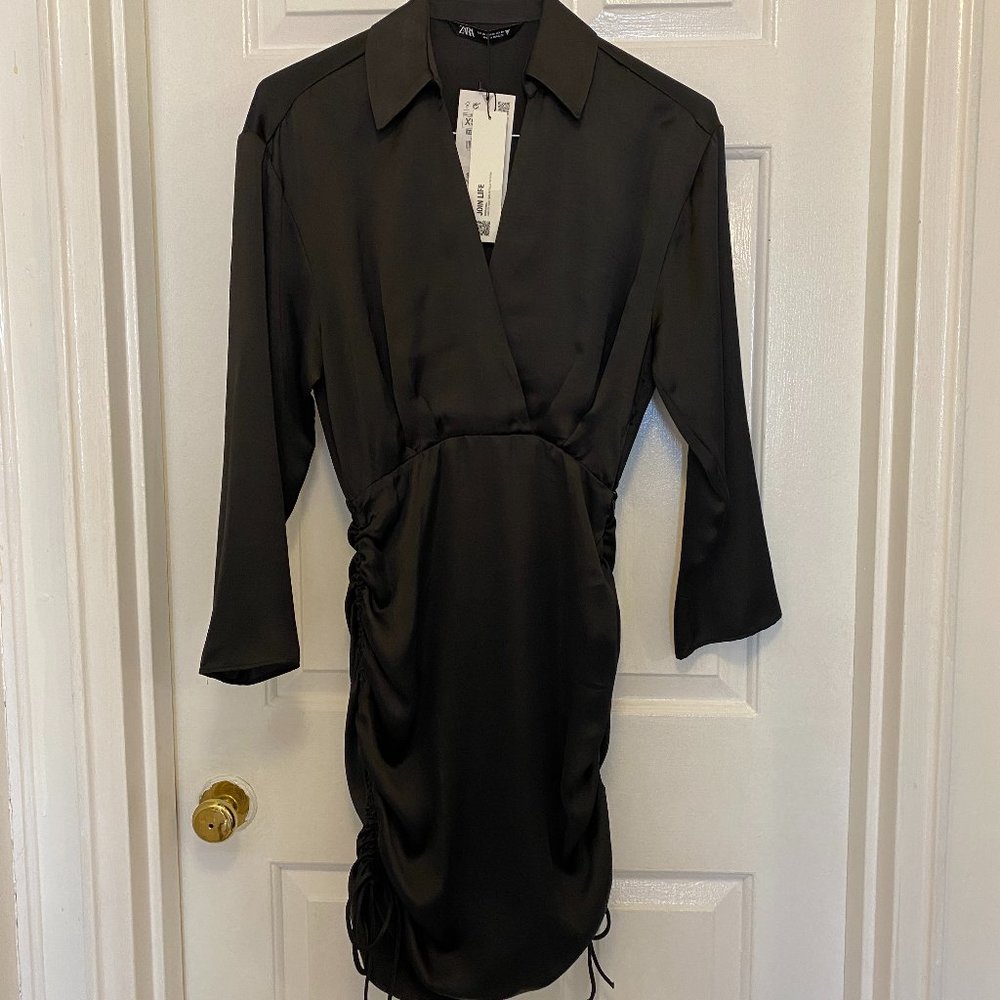 Zara Black Satin Effect Dress
